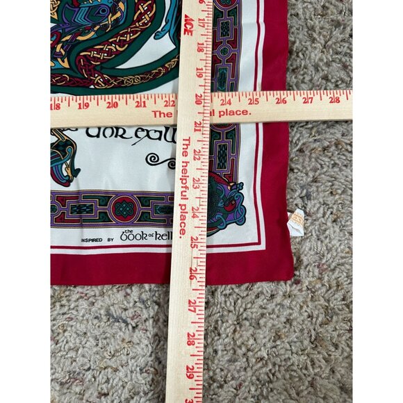 Celtic Design Square Scarf 100% Polyester Red/White inspired by book of Kells - Picture 9 of 9
